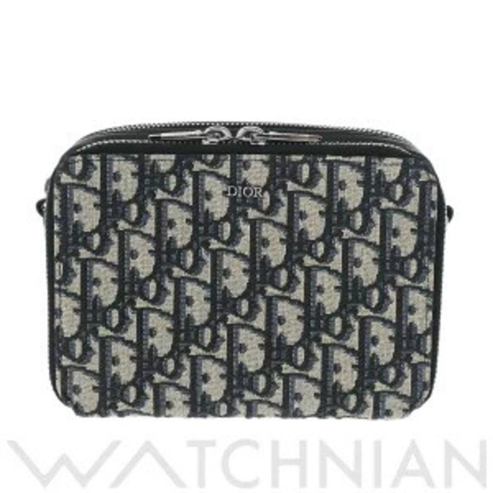 Dior clutch bag beige black Oblique jacquard canvas shoulder